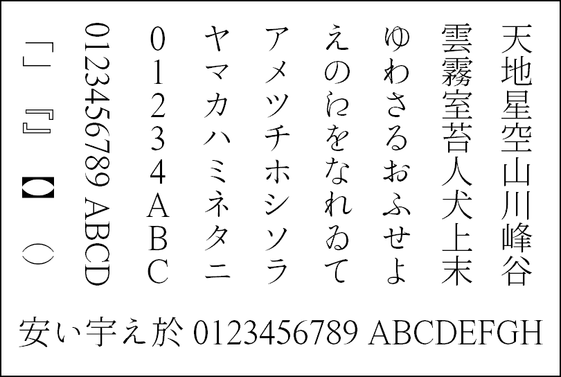 錦源明朝Lightサンプル